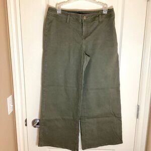 1822 Denim Women's Straight Wide Flare Leg Pants Size 8 Khaki Pockets Stretchy